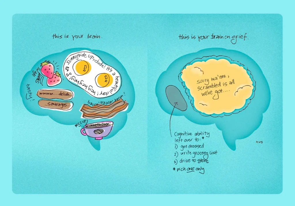 Comparing brains before and after grief through graphics